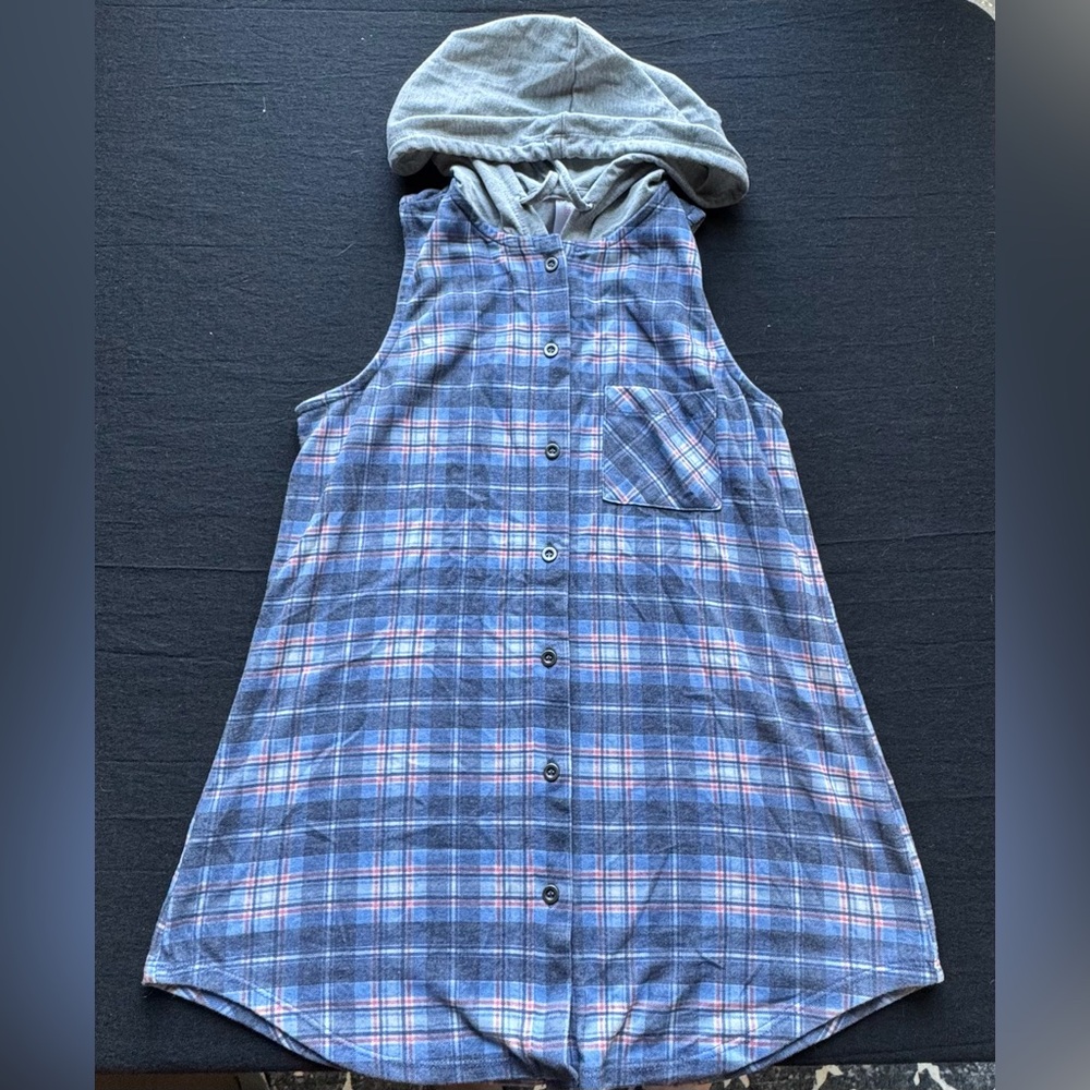 Women’s No Boundaries Plaid Super Soft Sweatshirt Tank Top Size Medium